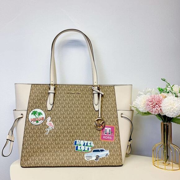 Michael Kors 35S3G2GT7B Gilly Large Logo and Leather Tote Shoulder - Picture 1 of 8